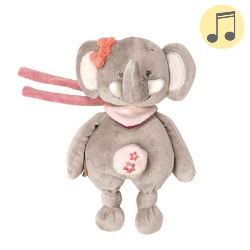  adele and valentine musical box elephant grey pink orange 
